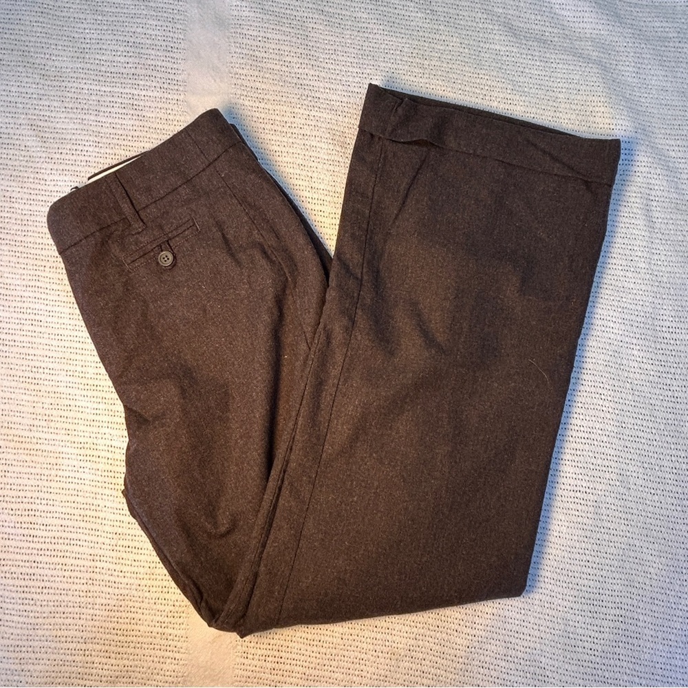 GAP Womens Size 10R Brown Wool Blend cuffed Pants Straight Leg Business Casual
